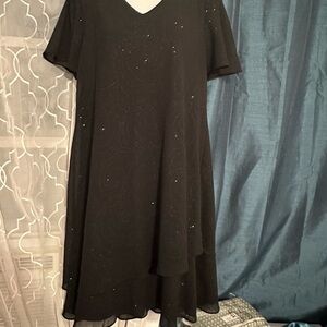 R&M Richards Black Midi Dress with Subtle Sparkle